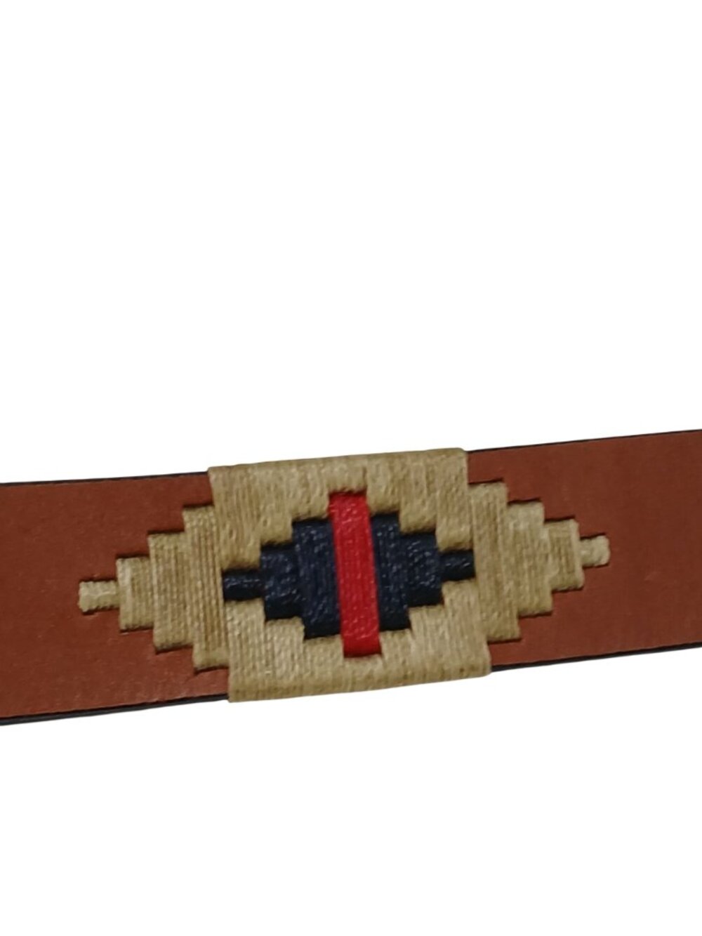 Gaucho Brown Leather Belt 90 cm Sz 35 Embroidered Western Tribal w/Buckle #D35H - Picture 7 of 11
